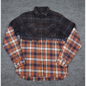 Quintin Co Flannel Shirt Men's Medium Plaid Multi Color Button Up Rare Raw Hem